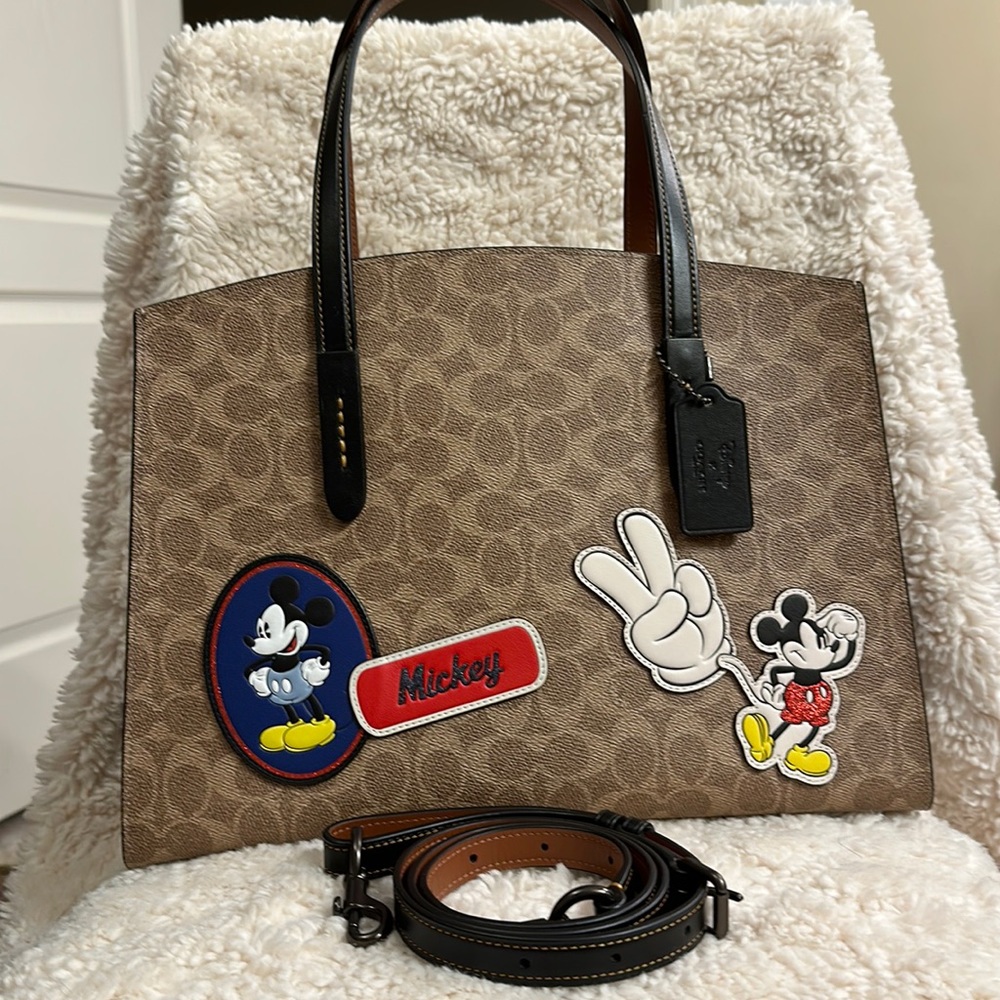 Disney X Coach Charlie Carryall In Signature Canvas with Patches